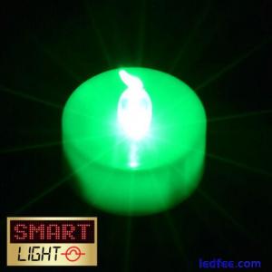 SmartLight GREEN Flameless Flickering LED Tea Light Candles Battery Tealights