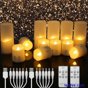 Rechargeable LED Candle USB Timer Remote Flashing Flame Wedding Candle Tea Light