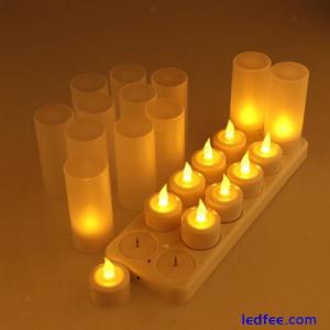 12pcs Rechargeable LED Electronic Candle Light Flameless Flickering Candles