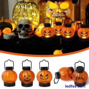 LED Pumpkin Tea Lights Flickering Candles Flameless Decor Halloween V6G9