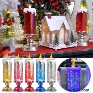 LED Christmas Candle Lights Swirling Glitter Flameless Party Decoration New J1
