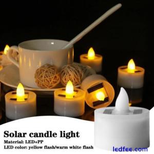 2023 Solar Christmas Flameless Candles LED Tea Lights Flickering DIY Decor M4B6