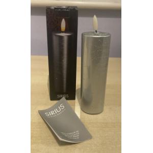 Sirius Sille 15cm Battery Operated LED Silver Wax Flicker Candle