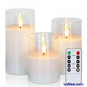 Amagic Clear Glass Flameless Candles Battery Operated with Timer, Pure White
