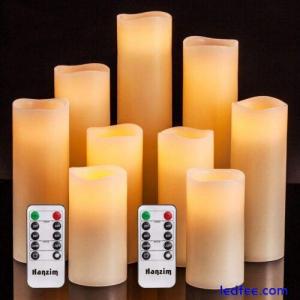 Set of 9 Ivory Wax Candles with LED Flame - Hanzim - Remote Control - New BNIB