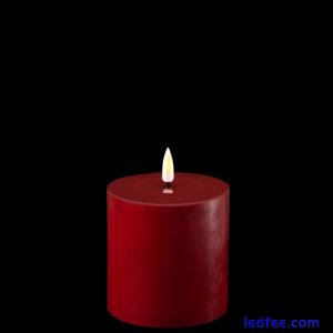 LED Wax Pillar Church Candle Red  Realistic 3D Flickering Flame Xmas 10x10cm