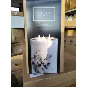 Luxe Collection Natural Glow 6 x 12 inch Marble Effect LED Candle - BNIB