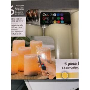 Glow Wick Color Changing Wax LED Candles, 6-Piece Set 8 Different Color