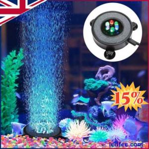 LED Aquarium Light Fish Tank Bubble Pump Round Air Stone Disk Color Changing