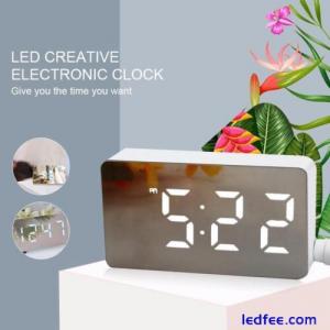 Digital LED Large Display Alarm Clock USB Charging Face Mirror UK Design F6Y8