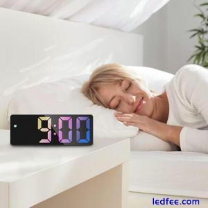 LED Electric Digital Alarm Clock Mains Mirror Temperature Display for Bedroom
