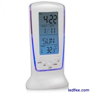 LCD Digital Alarm Clock Calendar Thermometer Blue Backlight Night Light Snooze