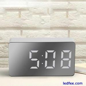 Travel Clock LED Mirror Alarm Clock with Temperature Display Rechargeable