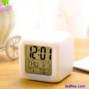 Cube Nightlight Alarm Clock 7 Colors LED Clock Digital Clock  Home Decor
