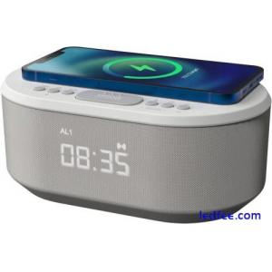 i-box Alarm Clocks Bedside Alarm Clock Wireless Charging Bluetooth Speaker White