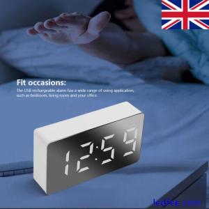 LED Electric Digital Alarm Clock Mains Battery Mirror Temperature Display UK