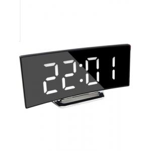 Digital Alarm Clock Bedside, Portable LED Alarm Clock with USB Port, 7" Curved 