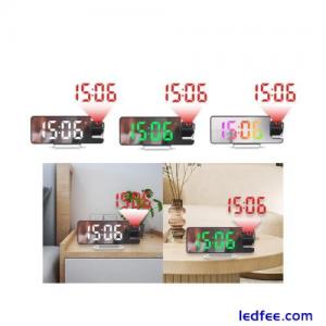 LED Projection Alarm Clock, Mirror Display, Day, Date, Temperature, Night Light,