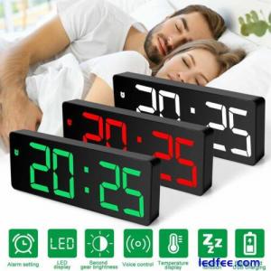 Digital LED Desk Alarm Clock Large Mirror Display USB Snooze Temperature Mode_