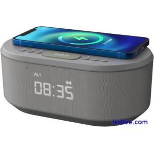 i-box Alarm Clocks Bedside Alarm Clock Wireless Charging Bluetooth Speaker Grey