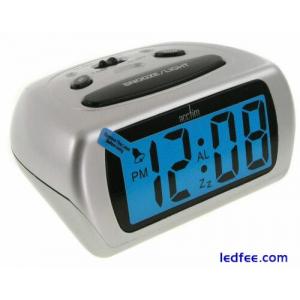 Acctim Auric Digital LCD Display Alarm Clock with Snooze Silver 12340