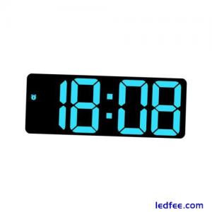 Digital Wall Clock Dimmable LED Alarm Clock with Date Temperature for Homes Blue