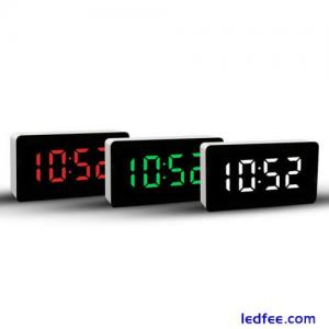 Digital Alarm Clock LED Mirror Display Temperature Date Bedside Wall Clock USB