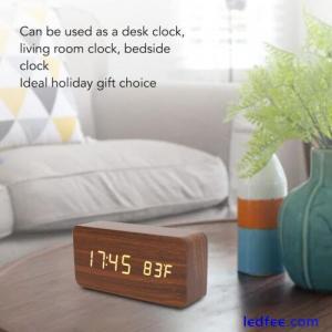 LED Wood Digital Alarm Clock 3 Level Brightness Electronic Clock WAS