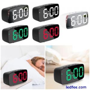 Digital LED Alarm Clock Bedroom Mirror Snooze Mode Modern 2-Level Brightness