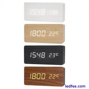 Modern Digital Alarm Clock USB/Battery Wooden Large LED for Desktop Living Room