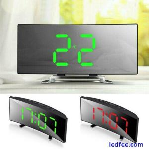 LED Digital Desk Alarm Clock Large Mirror Display USB Snooze Temperature Mode