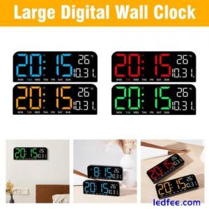 LED Digital Wall Clock Wall Time Temperature Humidity Display Electronic N3D3