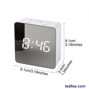 Table Top Temperature Display Electronic LED Mirror Alarm Clock Makeup 5 Buttons