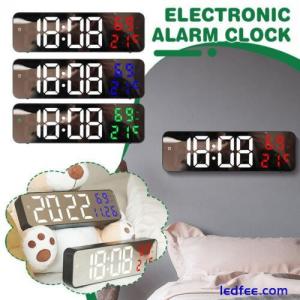 Mirror large-screen digital LED wall clock plug-in alarm electronic clock H4L6