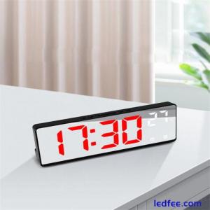 Digital LED Desk Alarm Clock Large Mirror Display Snooze Temperature Mode