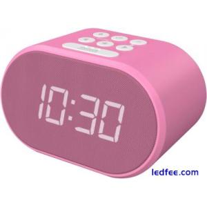 i-box Lite Bedside Alarm Clock FM Radio LED Backlit USB Charger Pink