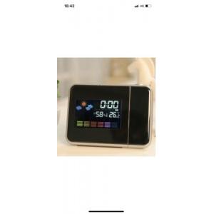 Digital LED Weather Forecast Projector Calendar Humidity Display Alarm Clock( FM