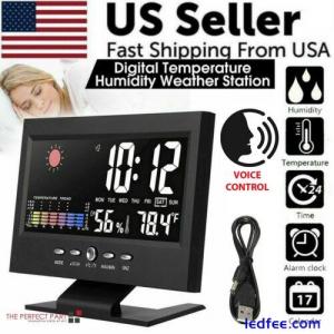 LED Digital Alarm Clock Snooze Calendar Thermometer Hygrometer Weather Display