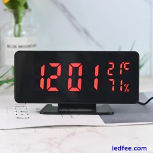 Digital Alarm Clock Mirror Temperature Humidity 3 Alarms Snooze Desk Table Watch