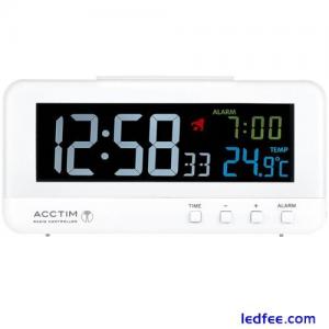 Acctim Rialto Digital Alarm Clock Radio Controlled Coloured VA Display White