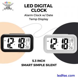 5.3 Inch Smart Simple Silent LED Digital Alarm Clock w/ Date Temp Display