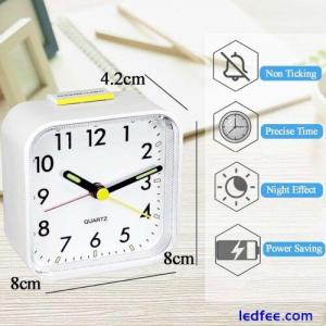NEW Silent Alarm Clock for Bedrooms Non Ticking Bedside Clocks led Light White