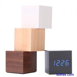 New Modern Wooden Wood Digital LED Desk Alarm Clock Thermometer Timer Calendar  