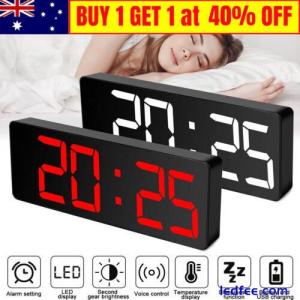 LED Digital Clock Mirror Display Snooze Alarm Temperature Time Table Desk Decor