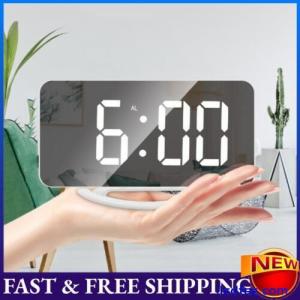 LED Screen Mirror Digital Display Wake Up Clock Desktop Electronic Alarm Clock