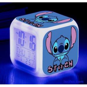 Disney Stitch Alarm Clock Digital Clock with Temperature Big LED Night Light,