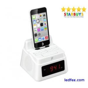 Digital LED Display Bedside Dual Radio Alarm Clock with iPhone Charger