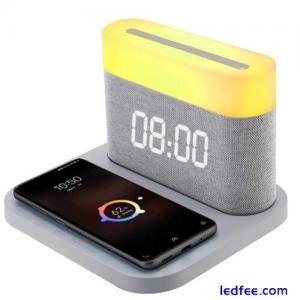 15W Wireless Charger With Digital Alarm Clock LED Night Light for iPhone/Samsung