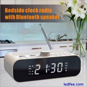 Dual Alarm Clock Radio with Bluetooth Speaker LED Display Bedside FM Clock Radio