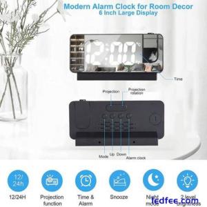 Projection Alarm Clock LED Mirror Screen w/ Time Date Display Temperature W P8J2